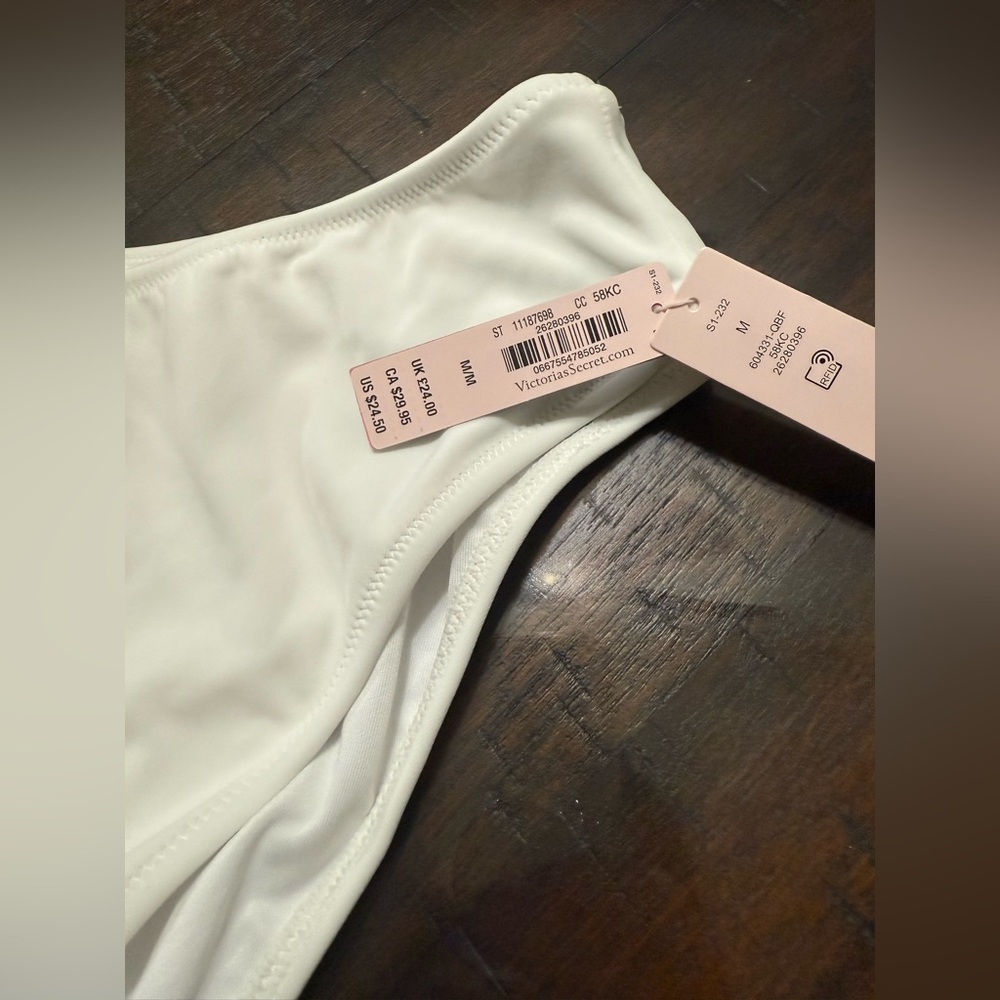 🔥 Closet Sale! Victoria's Secret White Bikini Bottom, High Waist, Size M - Picture 3 of 4